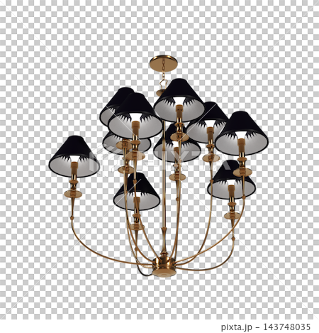 chandelier on the ceiling isolated on transparent background, hanging lamp, pendant light, 3D illustration, cg render chandelier on the ceiling isolated on transparent background, hanging lamp, pendant light, 3D illustration, cg render 143748035