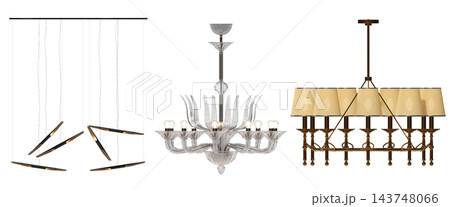 chandelier on the ceiling isolated on transparent background, hanging lamp, pendant light, 3D illustration, cg render chandelier on the ceiling isolated on transparent background, hanging lamp, pendant light, 3D illustration, cg render 143748066