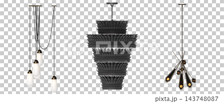chandelier on the ceiling isolated on transparent background, hanging lamp, pendant light, 3D illustration, cg render chandelier on the ceiling isolated on transparent background, hanging lamp, pendant light, 3D illustration, cg render 143748087