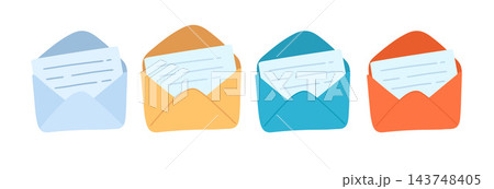 Open Envelopes with Letters Vector Set Open Envelopes with Letters Vector Set 143748405