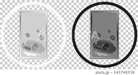 円で囲んだ中華風ポチ袋のアイコンイラストセット / お正月・春節の円形フレーム素材 143748539