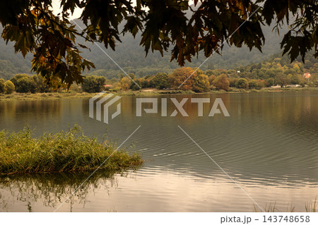 Golcuk Lake Landscape in Izmir with Autumn Colors Reflection on Water 143748658
