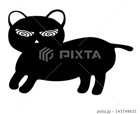 Dizzy black cat with spiral eyes confused silly pet character element sticker print visual graphic clipart artwork design icon illustration Dizzy black cat with spiral eyes confused silly pet character element sticker print visual graphic clipart artwork design icon illustration 143749635