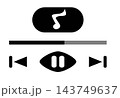 Minimal black audio music player bar media interface element sticker print visual graphic clipart artwork design icon illustration 143749637
