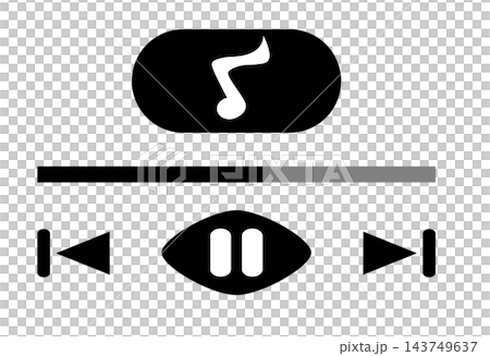 Minimal black audio music player bar media interface element sticker print visual graphic clipart artwork design icon illustration Minimal black audio music player bar media interface element sticker print visual graphic clipart artwork design icon illustration 143749637
