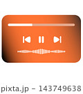 Minimal orange audio music player bar media interface element sticker print visual graphic clipart artwork design icon illustration 143749638