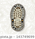 Trail Running Graphic with Bold Shoe Tread and Mountain Adventure Typography, Outdoor Sports Emblem for Runners, Hiking, Endurance Training, Fitness, Athletics and Active Lifestyle. 143749699