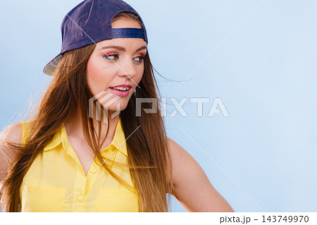 Portrait of joyful trendy girl. Portrait of joyful trendy girl. 143749970