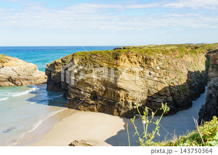 Ocean at low tide. Cathedrals Beach in Galicia Spain. Ocean at low tide. Cathedrals Beach in Galicia Spain. 143750364