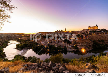 Toledo Skyline Reflected in the Tagus River at Twilight Toledo Skyline Reflected in the Tagus River at Twilight 143750643