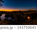 Illuminated Toledo Skyline at Dusk with Starburst Light 143750645