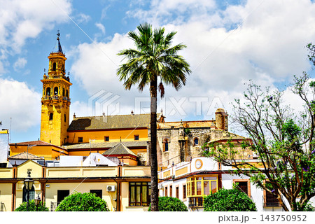 Bell tower of the Church of Santiago in Alcala de Guadaira, located in Plaza del Derribo; Seville.	 143750952