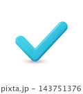 Blue Check Mark, Vector Illustration. 3d Check Mark with Rounded Shape. Check Mark Isolated for Approval, Confirmation, Success, Correct Answer, Verification, Checklist, Completed Task, Status 143751376