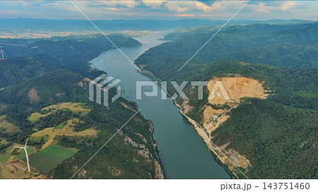 Danube river and mountains in Djerdap National Park at sunset Danube river and mountains in Djerdap National Park at sunset 143751460