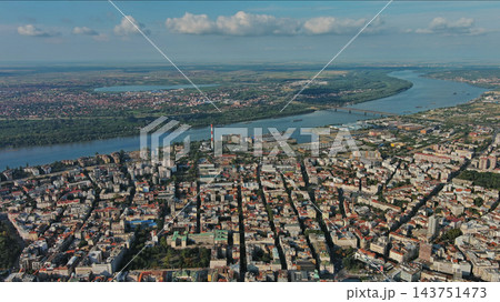 Belgrade with Sava and Danube rivers aerial view Belgrade with Sava and Danube rivers aerial view 143751473