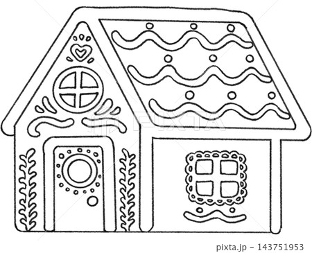Christmas Gingerbread House Line Art Christmas Gingerbread House Line Art 143751953