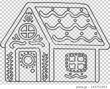 Christmas Gingerbread House Line Art 143751953