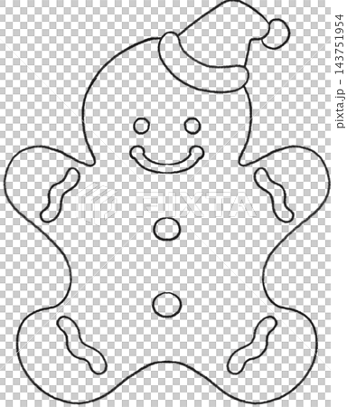 Christmas Gingerbread Santa Line Art Christmas Gingerbread Santa Line Art 143751954