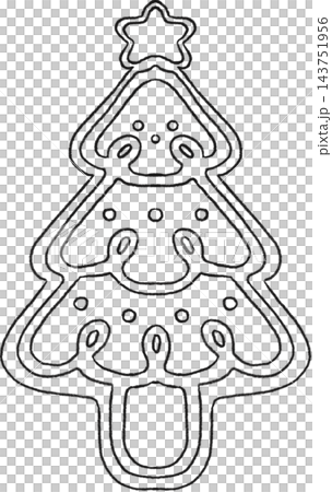 Gingerbread Christmas Tree Line Art Gingerbread Christmas Tree Line Art 143751956