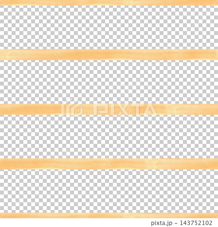 Seamless pattern with Orange Yellow and golden beige watercolor stripes. Hand painted brush strokes, striped isolated background. Nature autumnal coloured abstract design for textiles, wallpaper. 143752102
