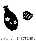 桜柄の徳利とお猪口のシルエット 日本酒アイコン 143752451