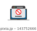 banned website window alert popup message on laptop computer display 143752666