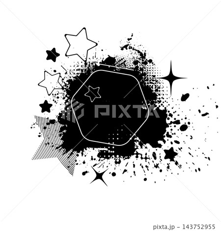 Abstract frame made of inkblots and stars. Create Grungy Effect . hand drawn. Not AI, Vector illustration Abstract frame made of inkblots and stars. Create Grungy Effect . hand drawn. Not AI, Vector illustration 143752955