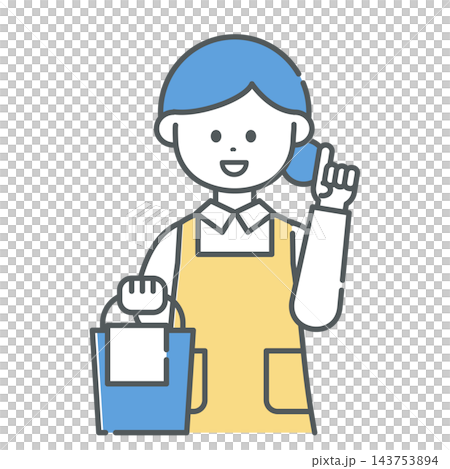 ハウスクリーニングの女性のかわいい上半身イラスト ハウスクリーニングの女性のかわいい上半身イラスト 143753894