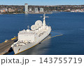 Halifax, Canada - October 28th 2026: Photo of French Navy tracking and research vessel Monge (A601) docked at the port with satellite antennas reflected in harbor water, representing naval technology 143755719
