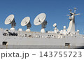 Halifax, Canada - October 28th 2026: Photo of French Navy tracking and research vessel Monge (A601) docked at the port with satellite antennas reflected in harbor water, representing naval technology 143755723