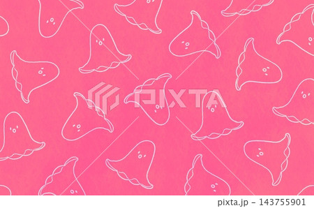 タコさんウインナーの線画のパターン(ホワイト×レッド) 143755901