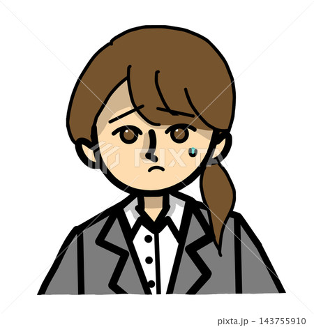 ビジネス・トラブル・反省・謝罪・お悩みシーンに使える女性の顔アップイラスト 143755910