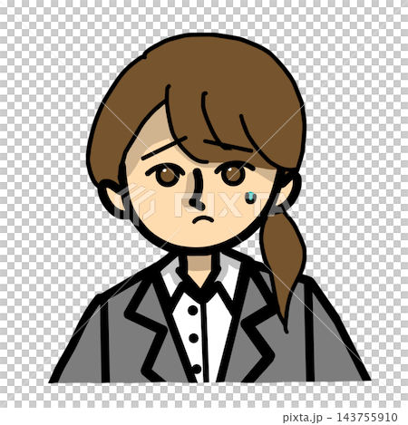 ビジネス・トラブル・反省・謝罪・お悩みシーンに使える女性の顔アップイラスト 143755910
