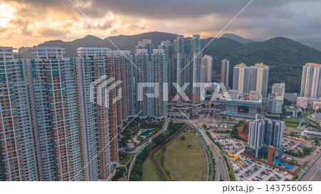 Hong Kong Oct 17 2026 Tseung Kwan O high rise towers sunset aerial 143756065