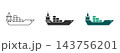 Cargo container ship icon featuring marine freight vessel symbols in outline, solid, and modern colored vector style isolated on white background. 143756201