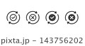 Consistency and synchronization icon set with check mark and cross symbols in circular refresh arrows for progress tracking and status update. 143756202