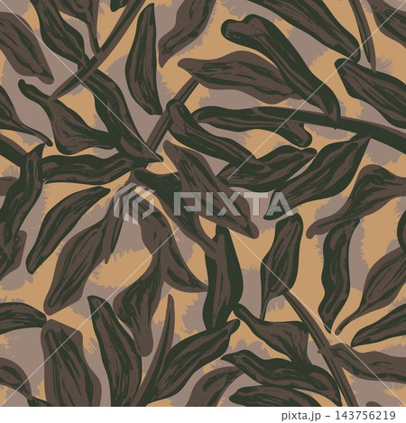 Brown Brushstroke Leaf seamless pattern design for fashion and home textiles, graphics and background Brown Brushstroke Leaf seamless pattern design for fashion and home textiles, graphics and background 143756219