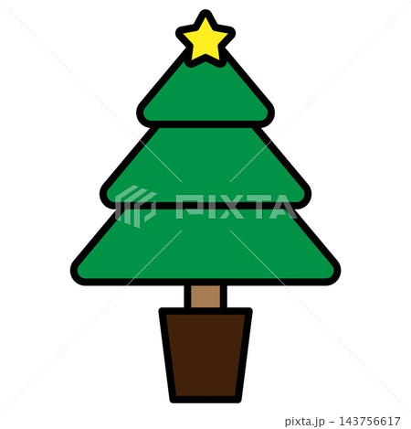 クリスマスツリー　アイコン　もみの木　カラー　単品　クリスマス　シンプル　ピクトグラム　ベクター 143756617