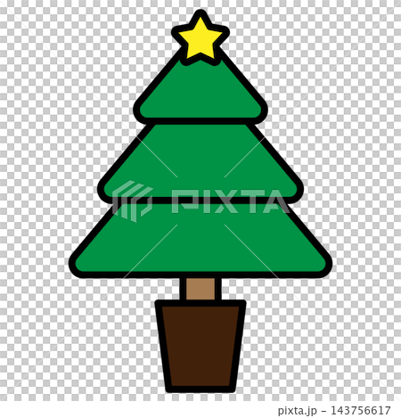クリスマスツリー　アイコン　もみの木　カラー　単品　クリスマス　シンプル　ピクトグラム　ベクター 143756617