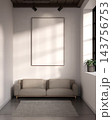 Blank Vertical Poster Frame Mockup in Cozy Living Room with Beige Sofa 143756753