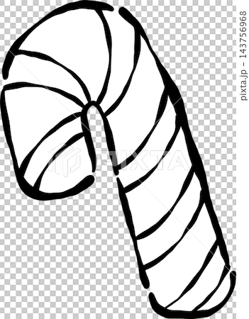 Outline Christmas Candy Cane Hand Drawn 143756968