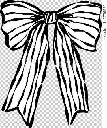 Striped Bow Over Sized Illustration Outline Hand Drawn Doodle Striped Bow Over Sized Illustration Outline Hand Drawn Doodle 143756972