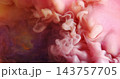 Pigment blend. Ink vapor. Colorful fog explosion pink orange purple water wave. Art steam fluid burst abstract defocused background. 143757705