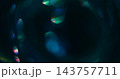 Blur reflection prism. Bokeh light. Colorful twinkle on dark black background. Green blue red round crystal lens neon abstract illumination. 143757711