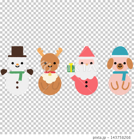 クリスマスのかわいいキャラクター4種類セット クリスマスのかわいいキャラクター4種類セット 143758208