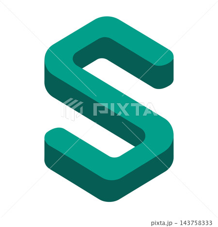 Teal color 3D letter S symbol icon graphic Teal color 3D letter S symbol icon graphic 143758333