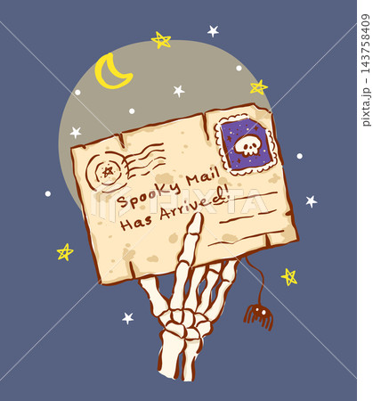 Spooky halloween mail delivery, skeleton hand...のイラスト素材 [143758409] - PIXTA