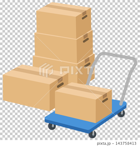 用於運輸貨物和紙箱的手推車示意圖。 用於運輸貨物和紙箱的手推車示意圖。 143758413