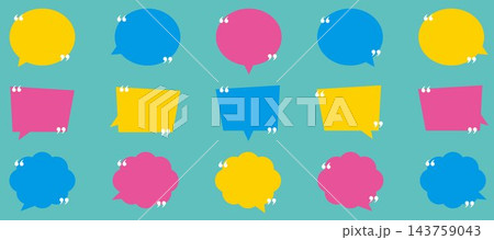 ポップでカラフルなふきだしのイラストセット ポップでカラフルなふきだしのイラストセット 143759043