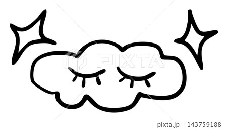 Hand drawn sleeping cloud outline for bedtime, season, sticker, weather, sunny, summer vibes, season, temperature, nature, garden, sky and cloud, pin, print, icon, outdoors, park, picnic, pimple patch 143759188